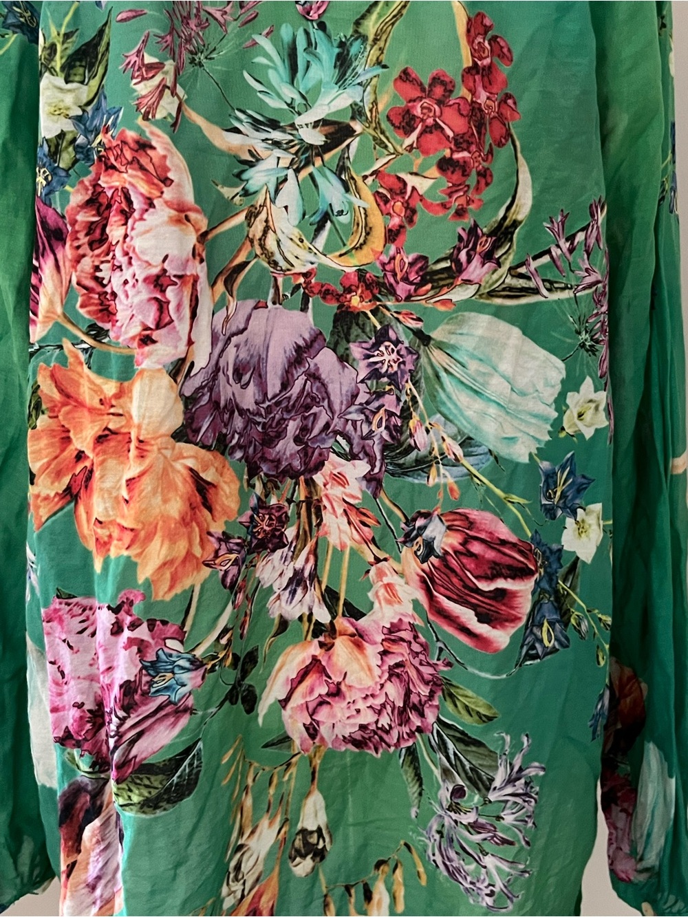 3J workshop by Johnny Was Green Floral Boho Top Size Medium - Picture 4 of 6